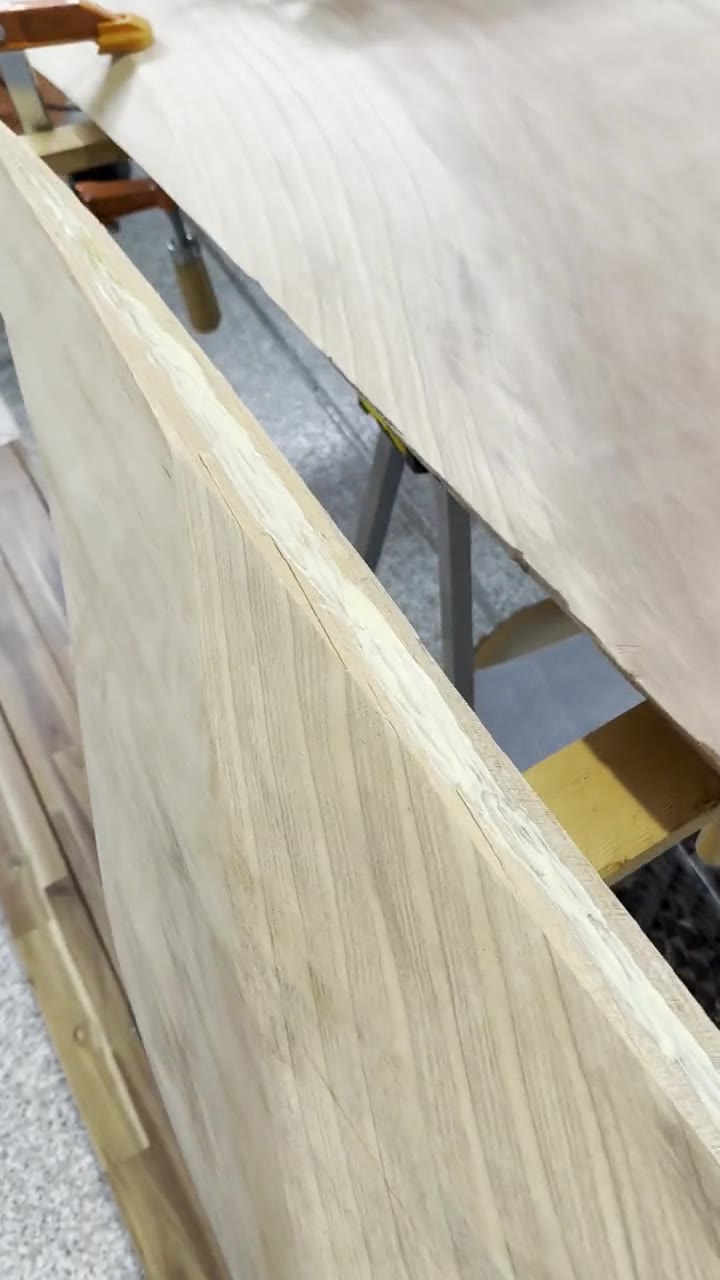 Wood glue on the broken edge, ready to clamp the piece back on