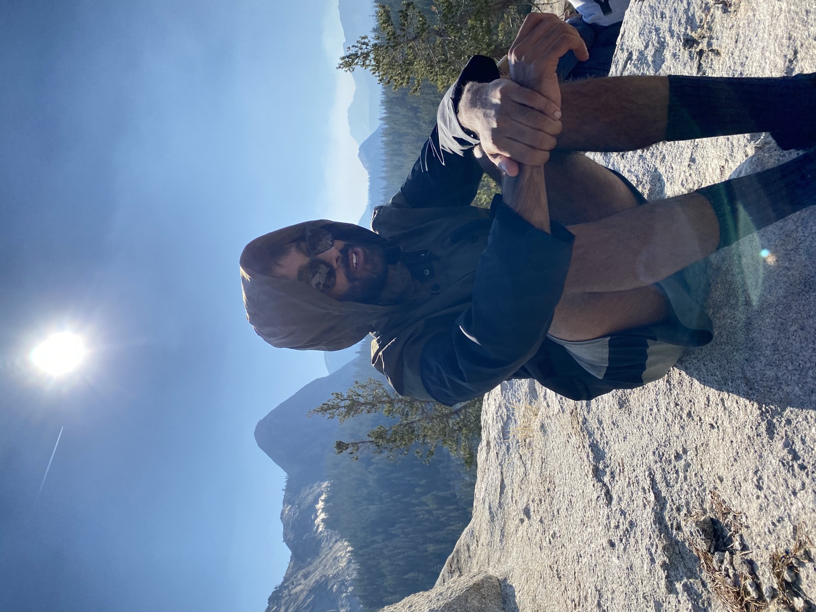 Shashik sitting on the granite